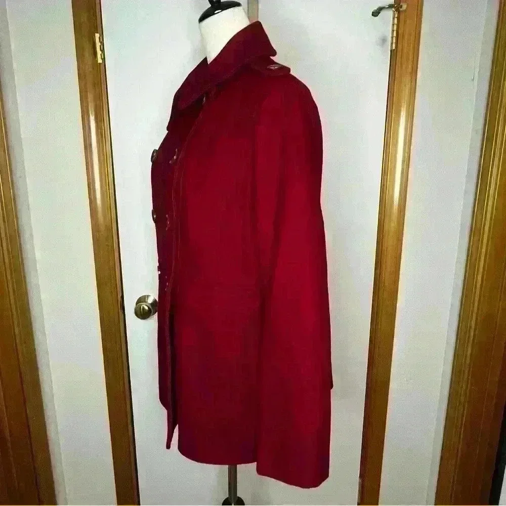 Michael Kors Wool Blend Peacoat‎ Jacket Button Down Women Large Red Lined Warm